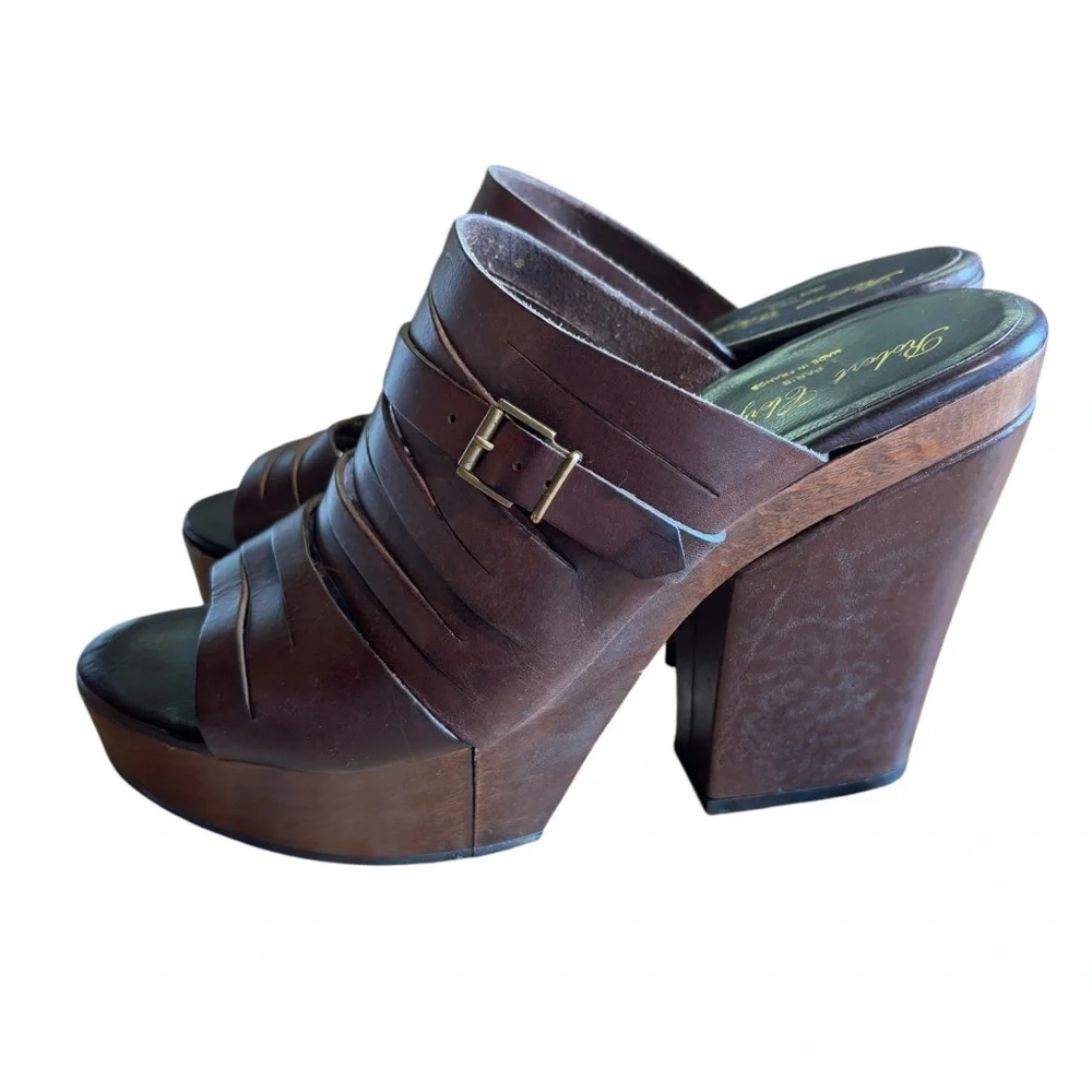 Robert Clergerie Barneys New York Dixo Platform Wedge Sandal Brown Leather 10